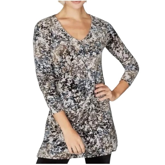 J. Jill Tops - J. Jill Pure Jill Calm Vines Velvet Velour Gray V Neck Tunic Top Women’s Medium